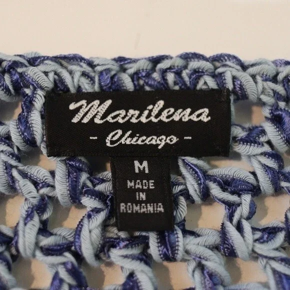 Marilena Chicago Vintage Blue Loose Knit Tank Top Medium Romania - Picture 9 of 10